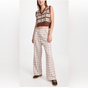 Lioness Mulholland Pants Beige Plaid